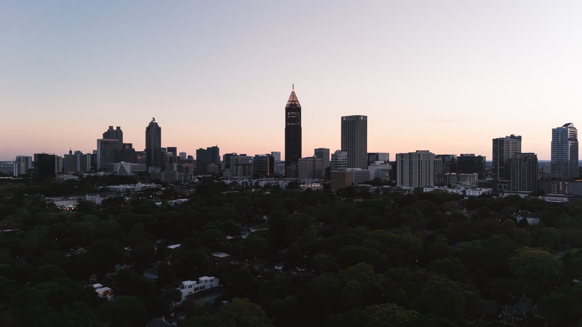 Atlanta at dusk from above